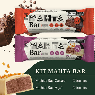 Kit 2 Mahta Bar Cacau + 2 Mahta Bar Açaí