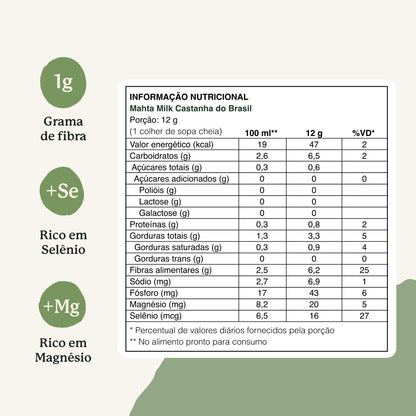 Leche vegetal en polvo de nuez de Brasil
