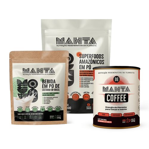 1 Mahta Coffee (220g) + 1 Leite de Castanha (240g) + 1 Superfood (360g)