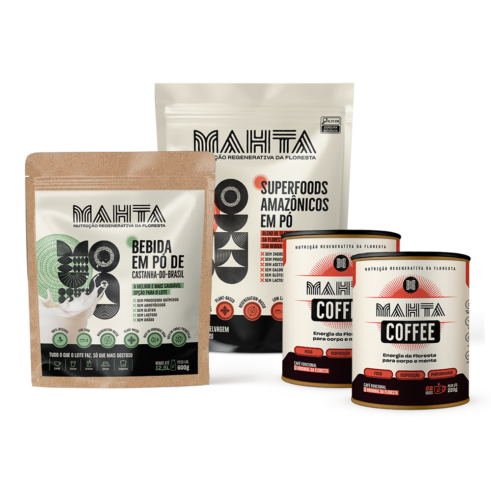 2 Mahta Coffees (220g) + 1 Leite de Castanha (600g) + 1 Superfood (840g)