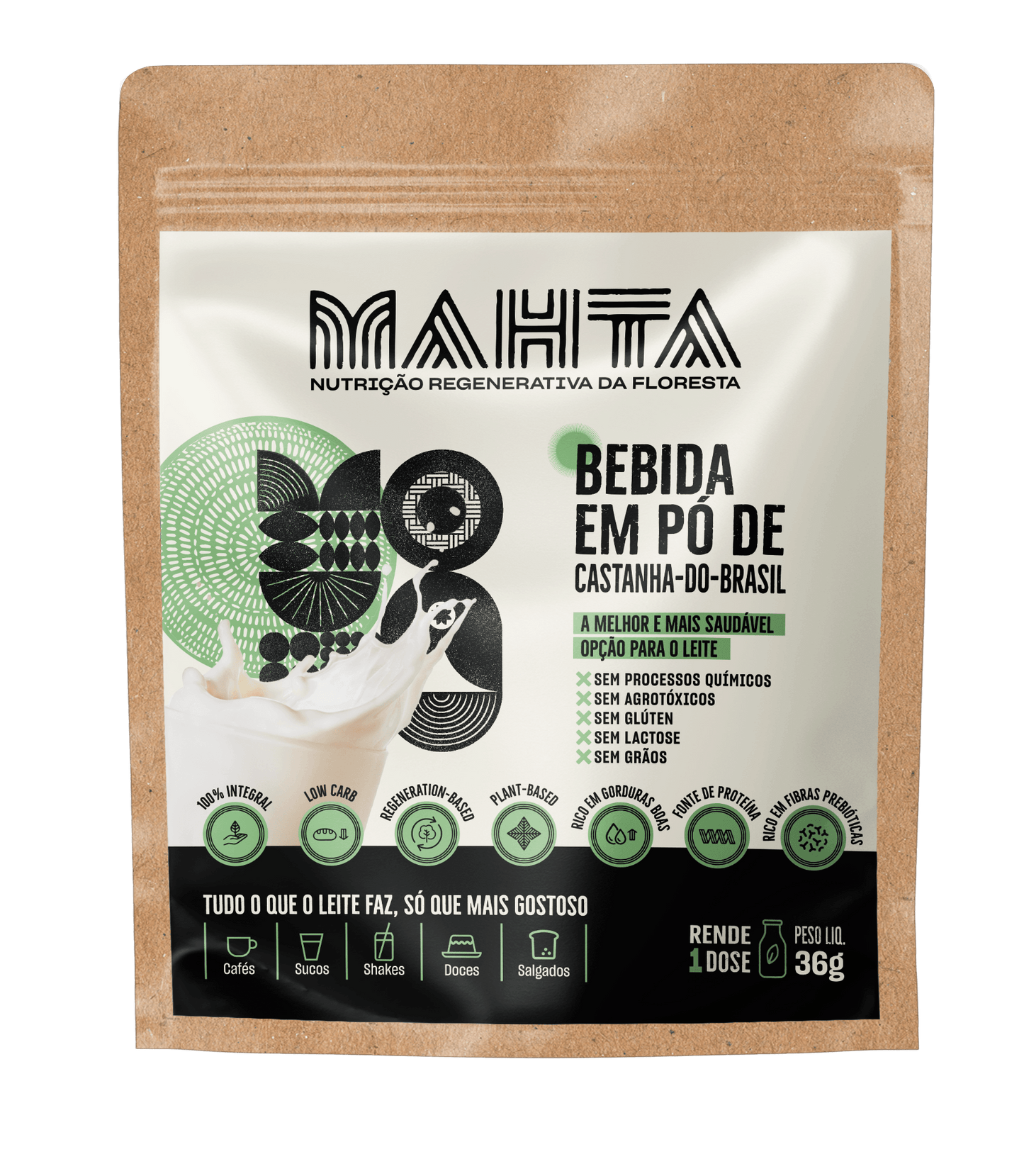 Amostra Leite de castanha em Pó 12g - Dose única