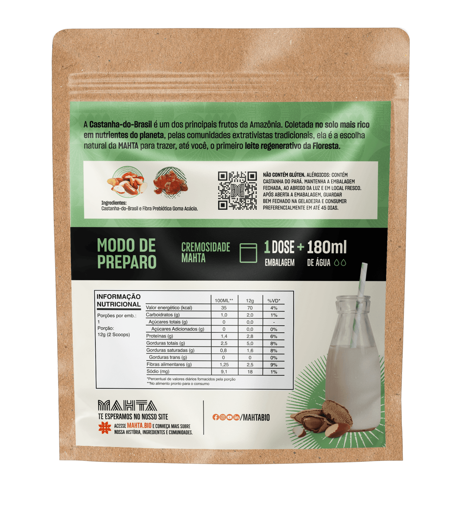 Amostra Leite de castanha em Pó 12g - Dose única